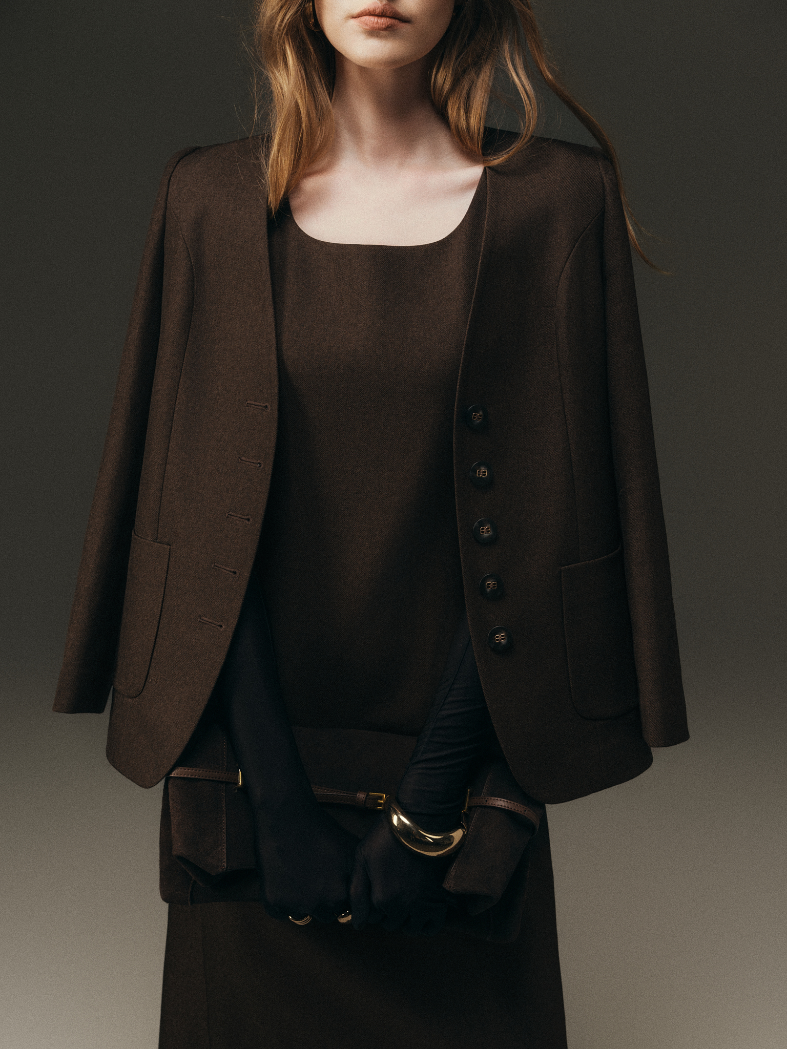 Áo vest cổ tim 2 túi ốp trước_V.1-3853 + A.3173